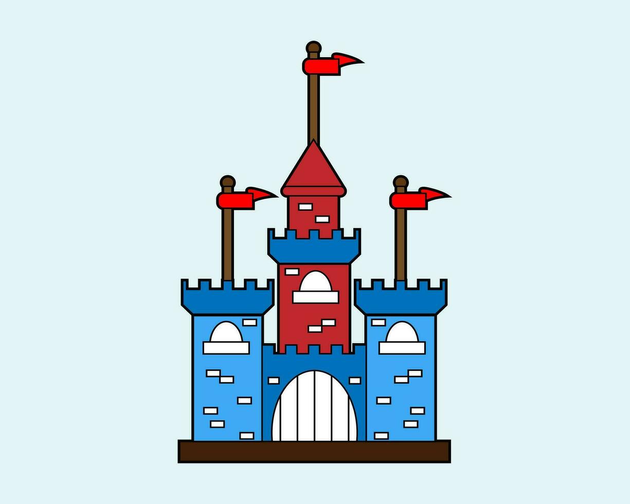 desenho animado castelo ícone ilustração modelo para muitos propósito. desenhando lição para crianças. vetor ilustração