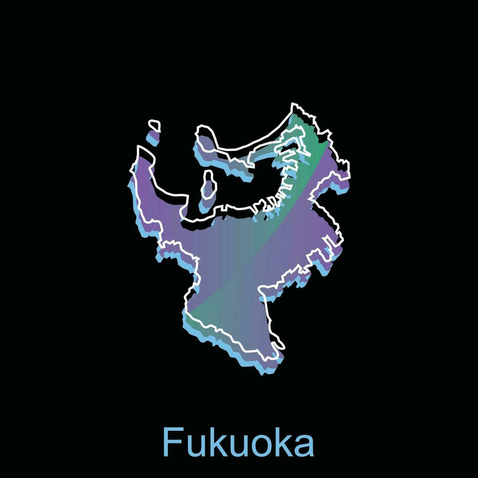 mapa cidade do fukuoka projeto, Alto detalhado vetor mapa - Japão vetor Projeto modelo, adequado para seu companhia