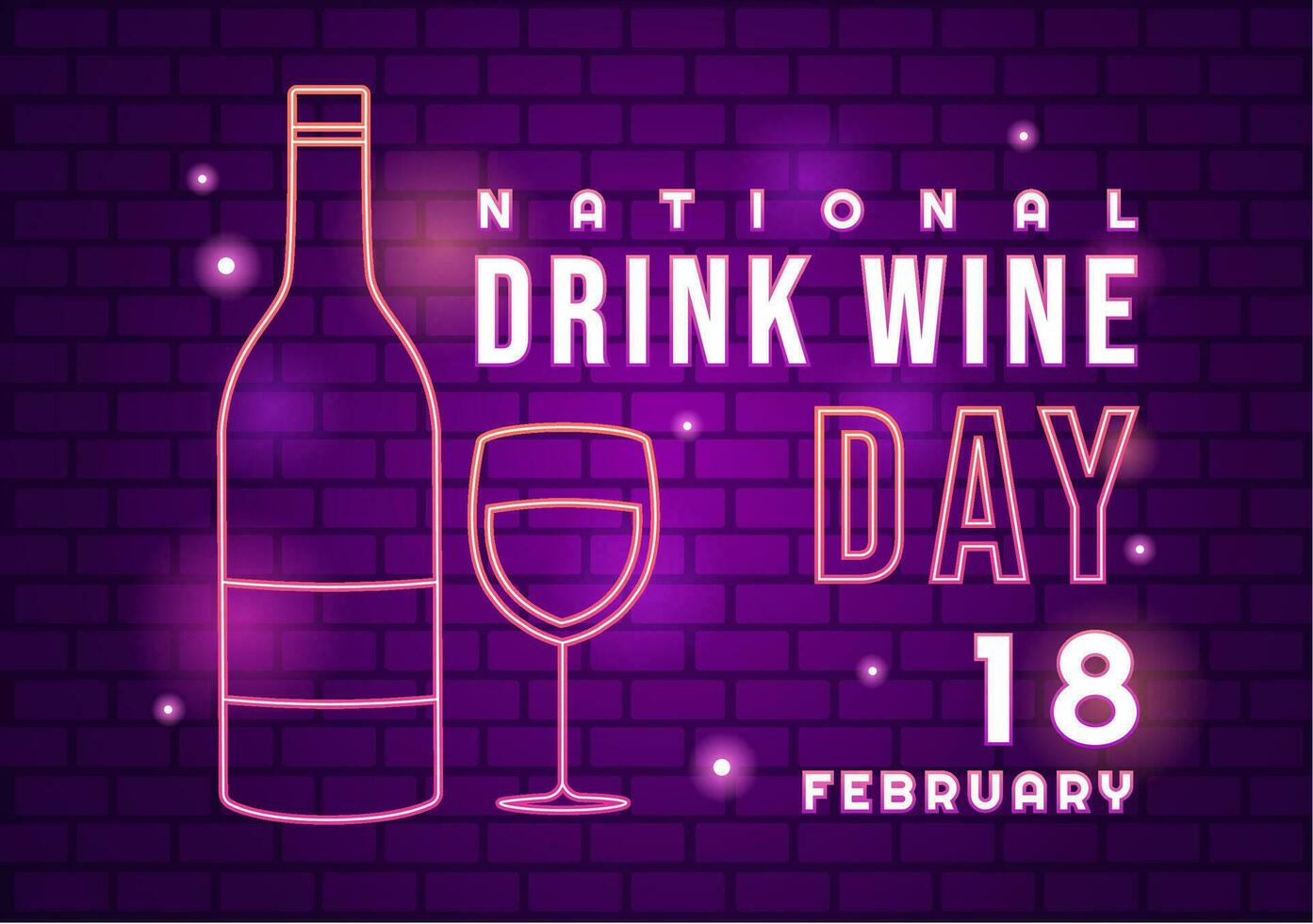 nacional beber vinho dia vetor ilustração em fevereiro 18 com vidro do uvas e garrafa dentro plano desenho animado roxa fundo Projeto