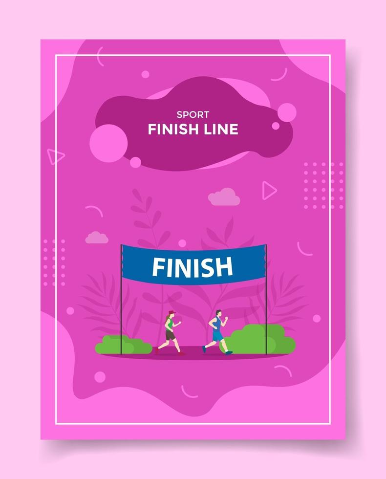 linha de chegada para conceito de maratona para modelo de banners vetor