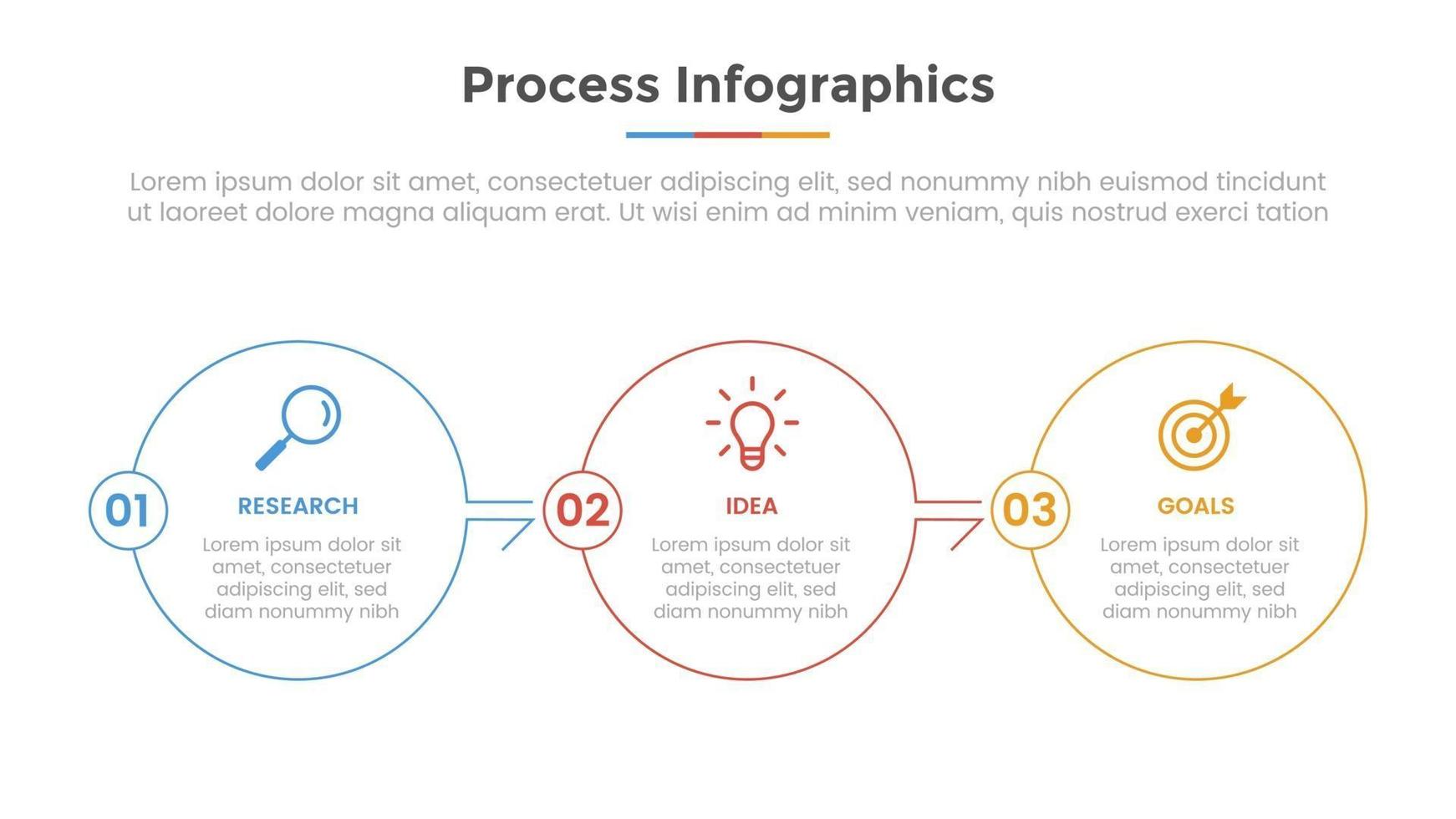 processar infográfico com 3 pontos de lista e modelo moderno de estilo simples vetor