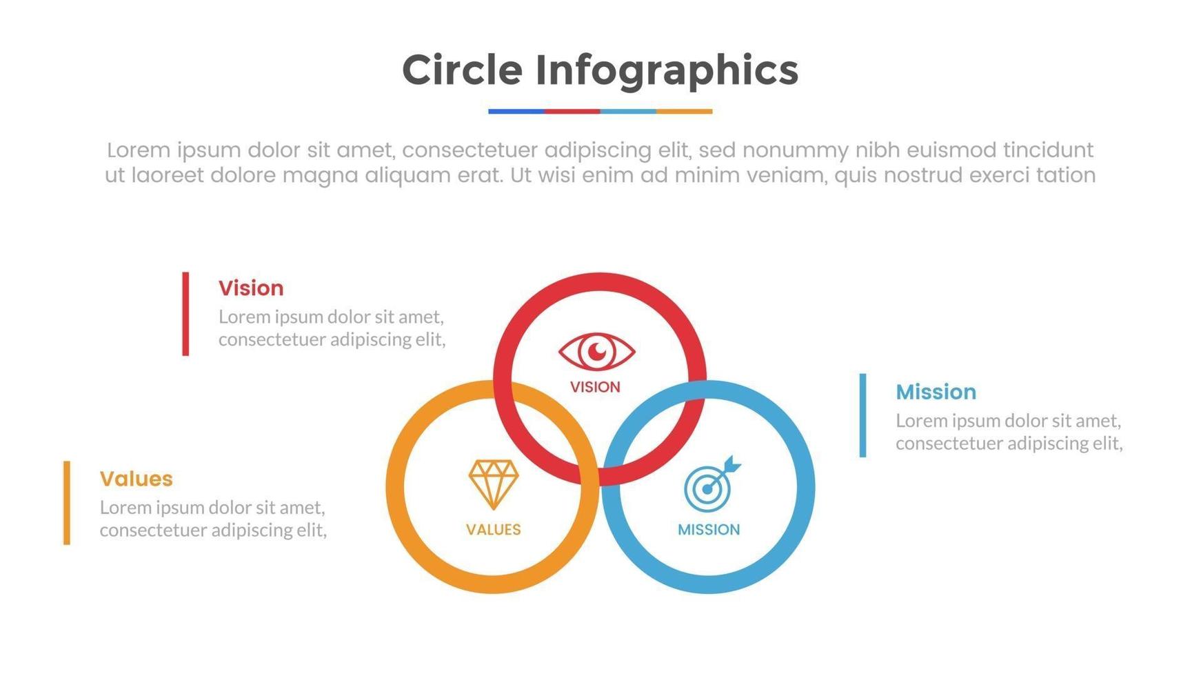 círculo infográfico com 3 pontos de lista e modelo moderno de estilo simples vetor