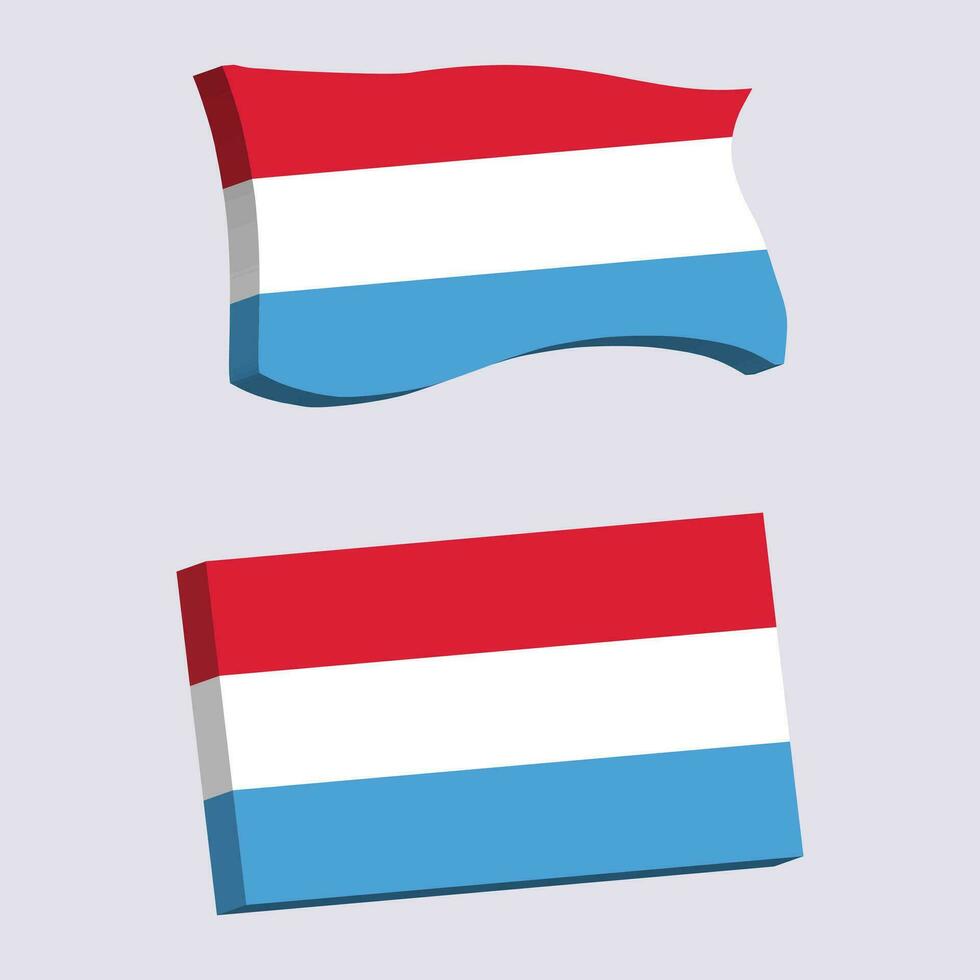 Luxemburgo bandeira 3d forma vetor ilustração