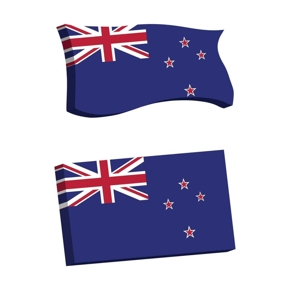Novo zelândia bandeira 3d forma vetor ilustração