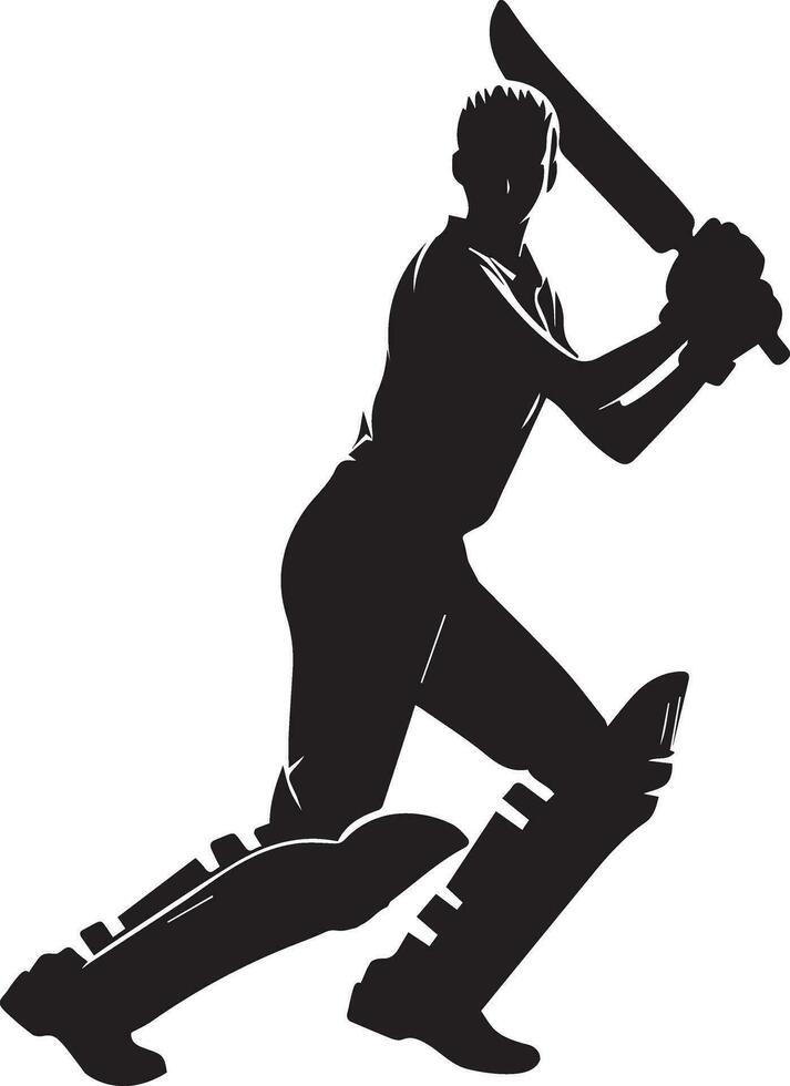jogador de críquete pose vetor silhueta