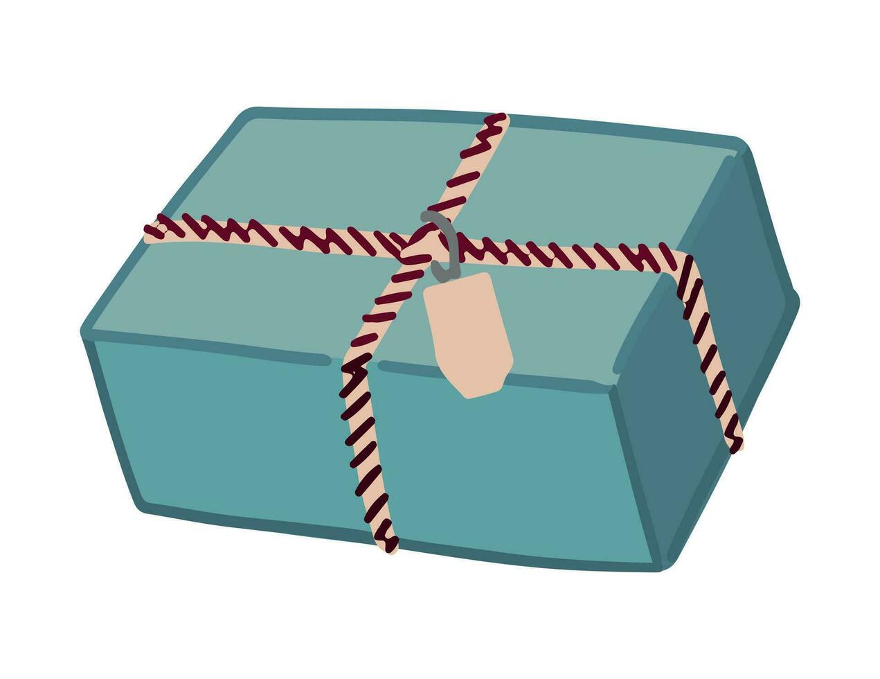 rabisco do quadrado presente caixa. feriado atributo desenho animado clipart. contemporâneo vetor ilustração isolado em branco fundo.