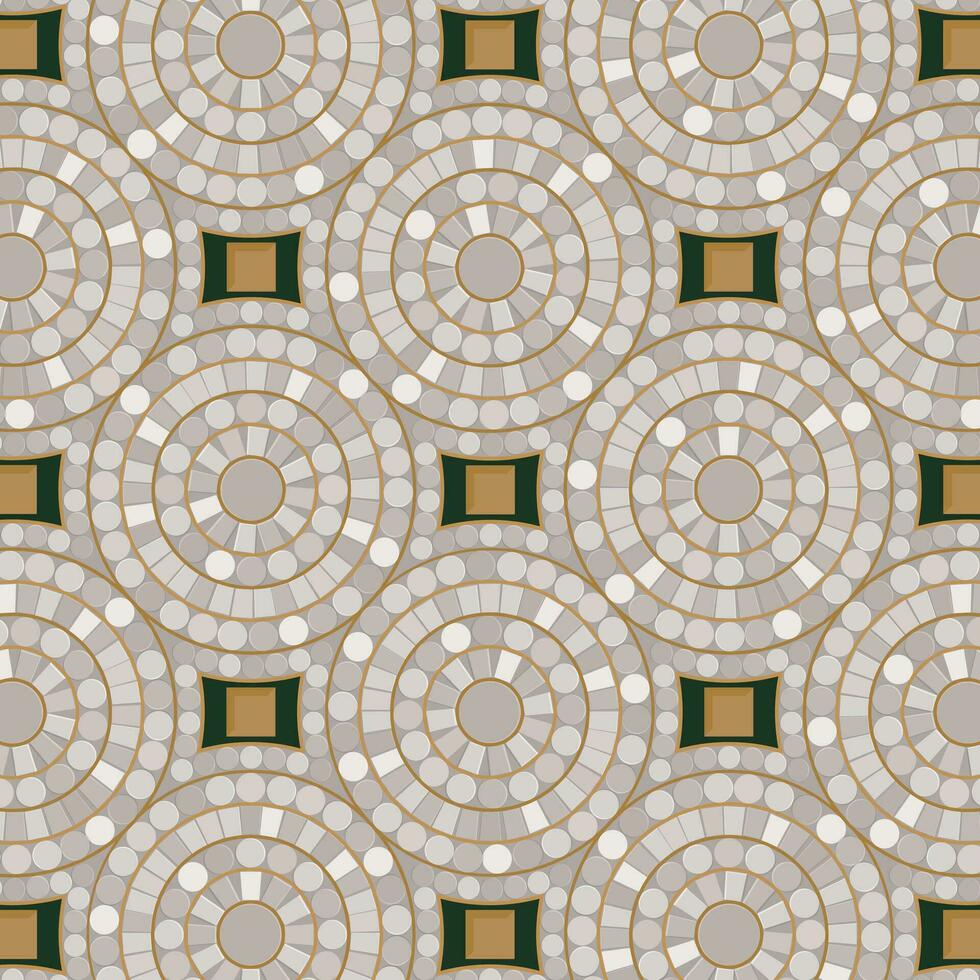 vetor desatado Antiguidade glamour mosaico azulejos dentro off white e ouro corte. para conceito proposta, padrão, fundo