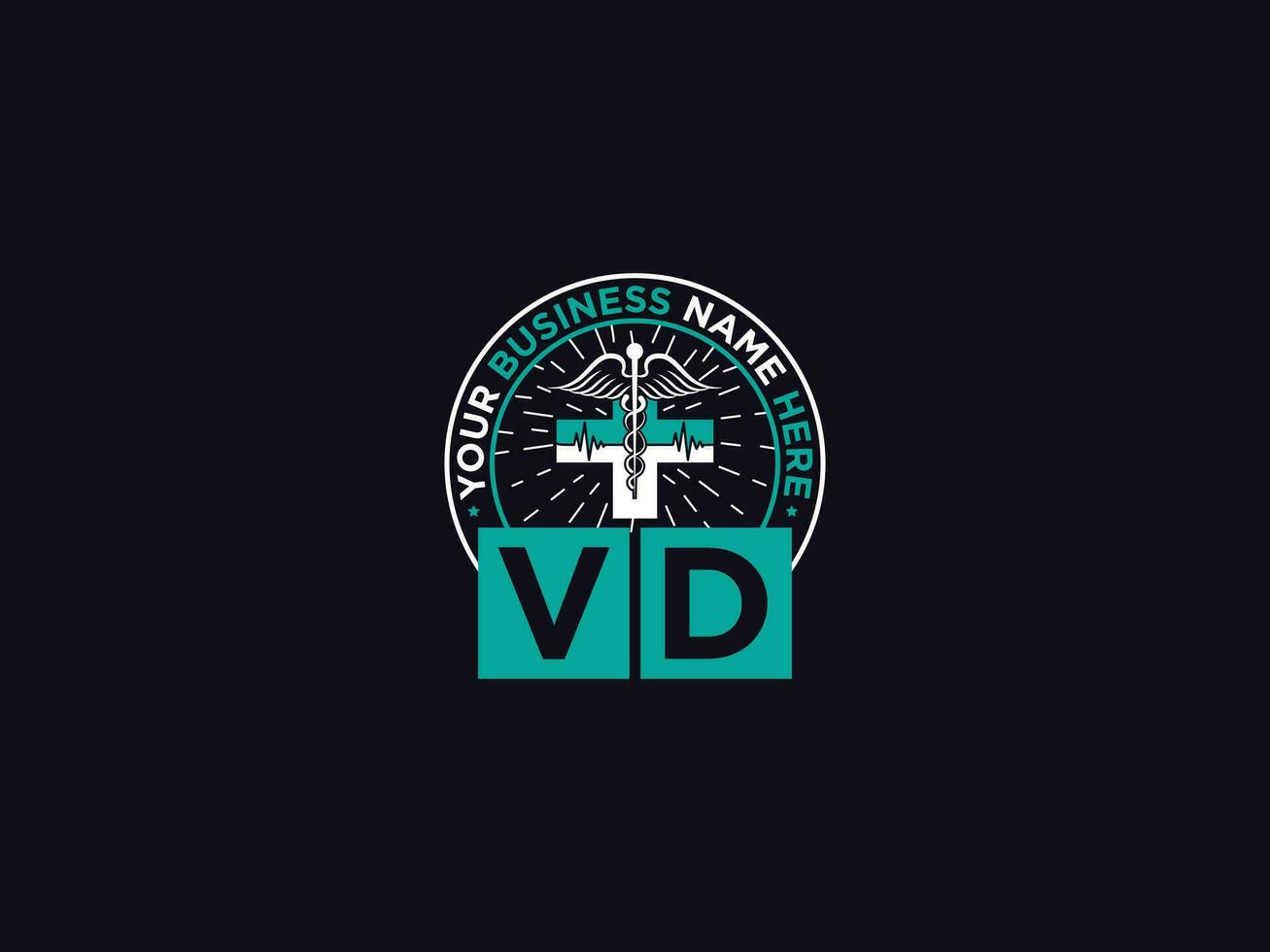 clínico vd logotipo ícone, médico vd dv logotipo carta Projeto para médicos vetor
