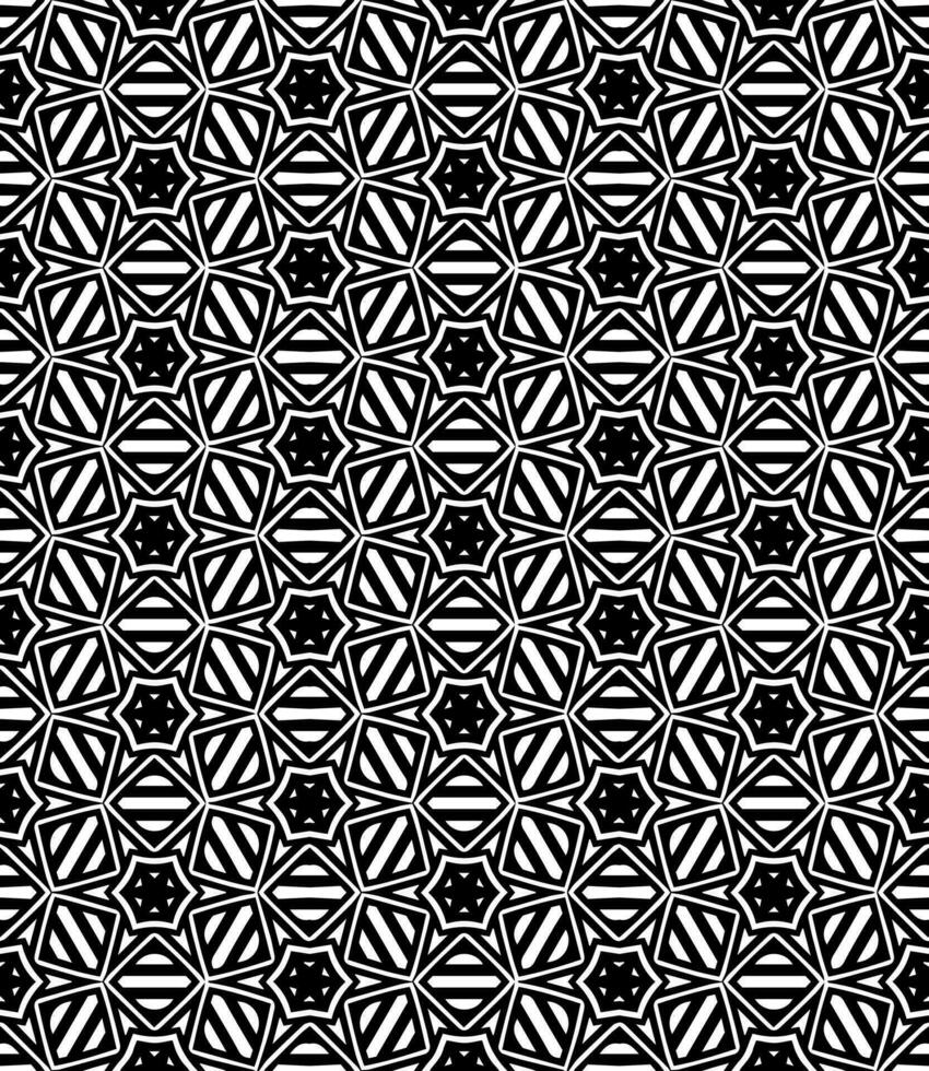 padrão abstrato sem emenda preto e branco. fundo e pano de fundo. design ornamental em tons de cinza. vetor