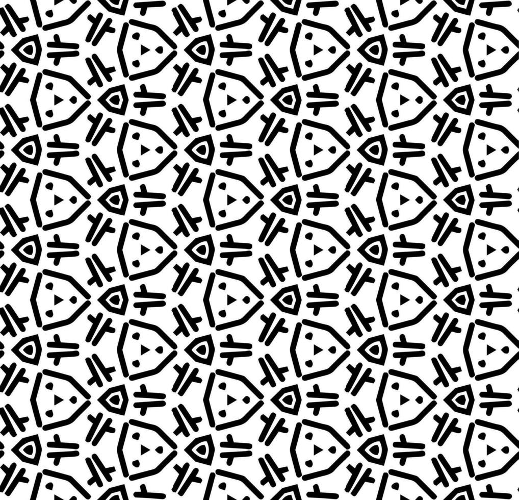 padrão abstrato sem costura preto e branco. fundo e pano de fundo. projeto ornamental em tons de cinza. ornamentos em mosaico. ilustração gráfica vetorial. vetor