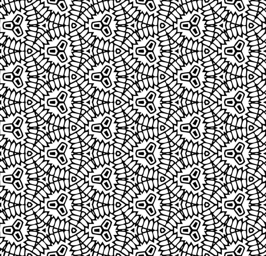 padrão abstrato sem costura preto e branco. fundo e pano de fundo. projeto ornamental em tons de cinza. ornamentos em mosaico. ilustração gráfica vetorial. vetor