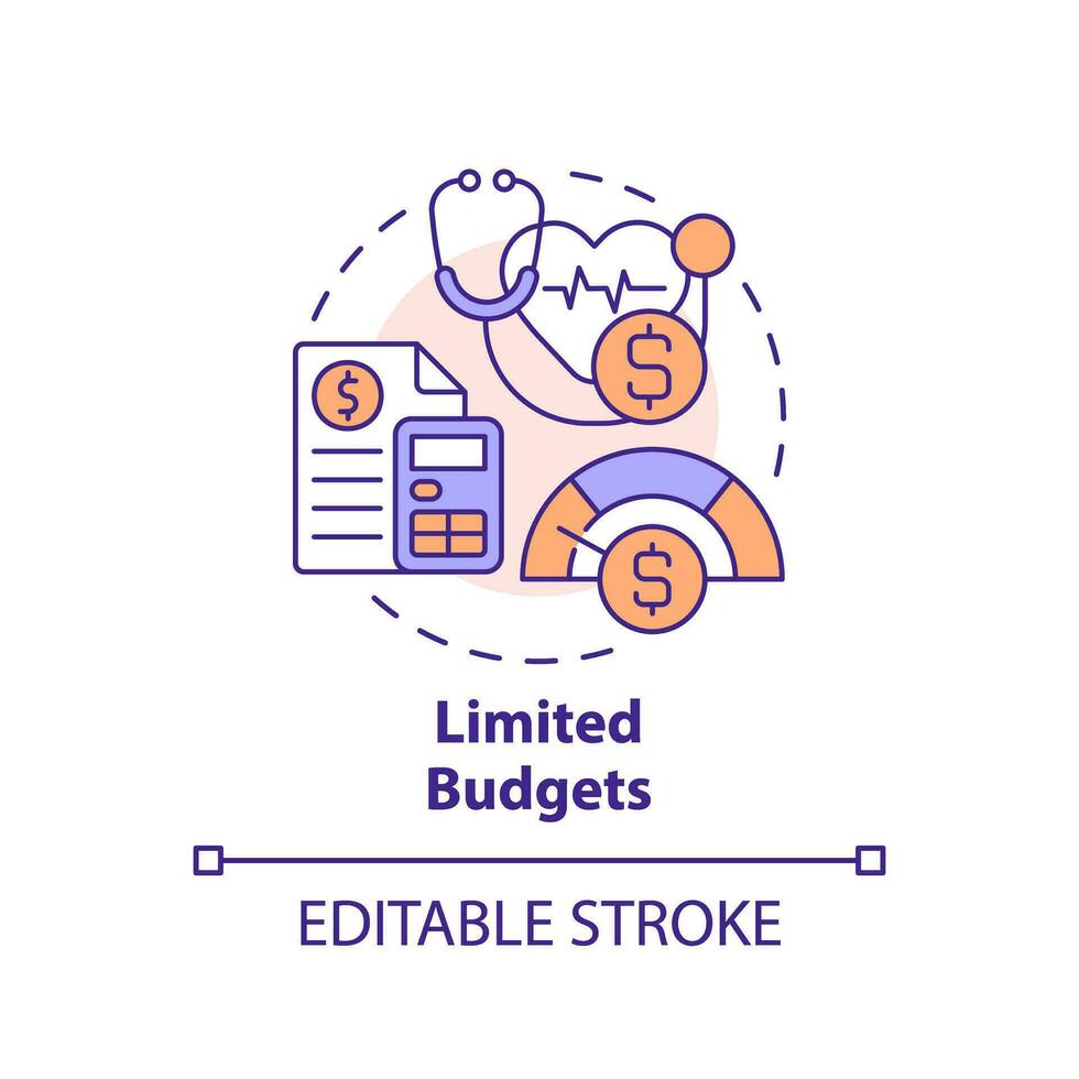 2d editável multicolorido ícone limitado orçamentos conceito, isolado vetor, saúde interoperabilidade Recursos fino linha ilustração. vetor