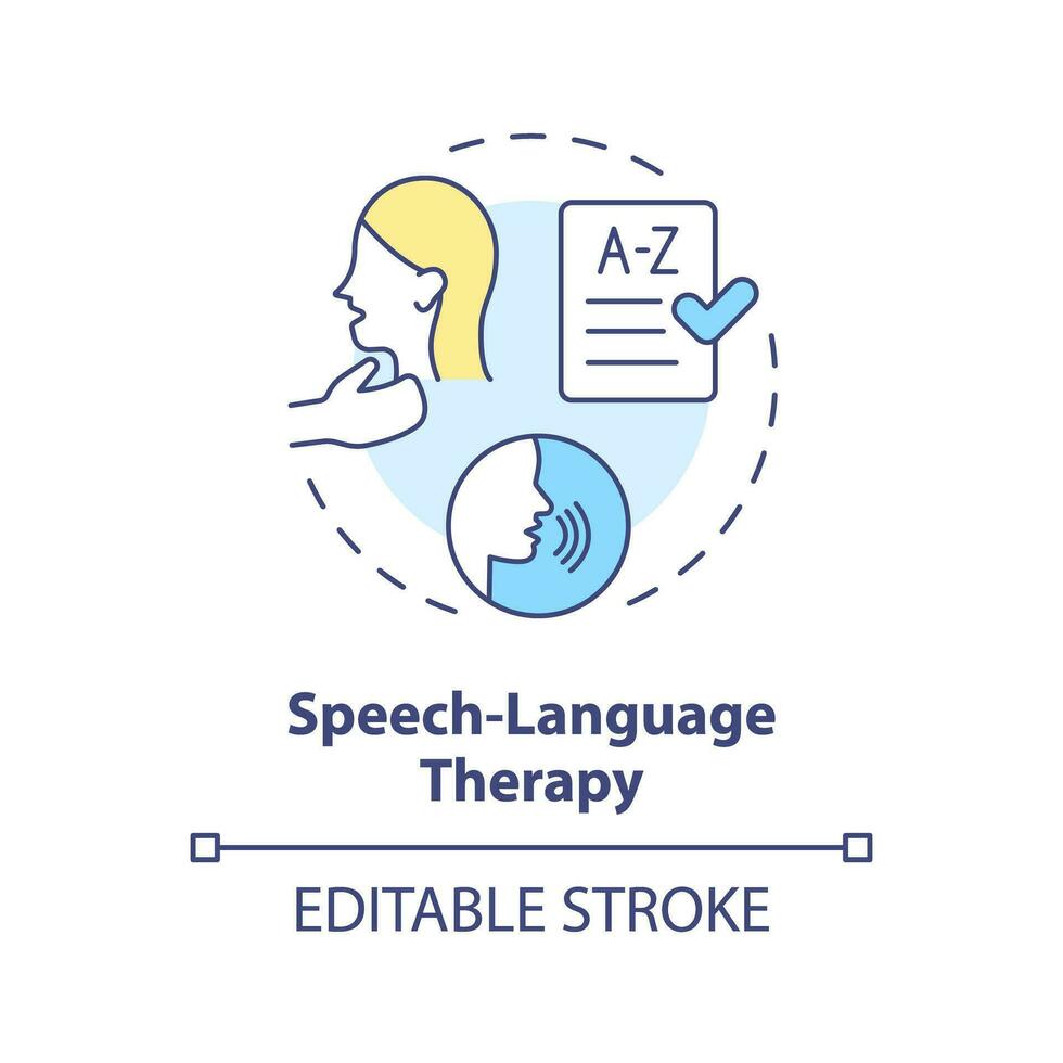 2d editável multicolorido ícone discurso língua terapia conceito, simples isolado vetor, dislexia fino linha ilustração. vetor