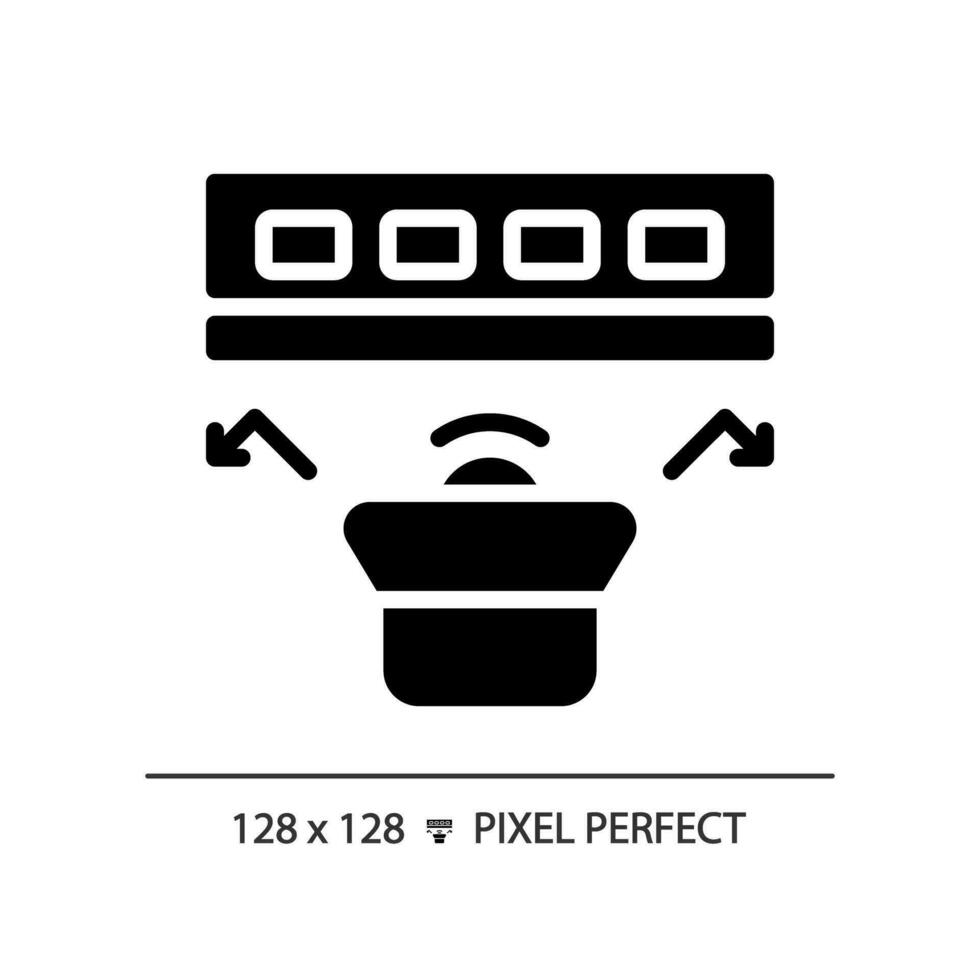 2d pixel perfeito resiliente som canal glifo estilo ícone, isolado vetor, isolamento acústico sólido ilustração. vetor