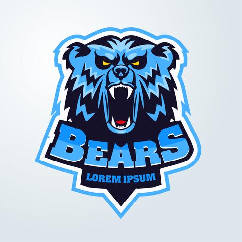 Emblema de mascote de logotipo de cabeça de urso vetor