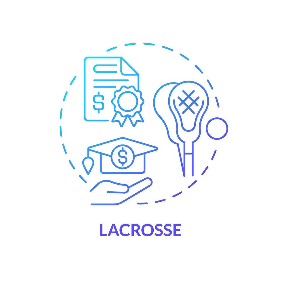 2d lacrosse fino linha gradiente ícone conceito, isolado vetor, ilustração representando Atlético bolsa de estudos. vetor