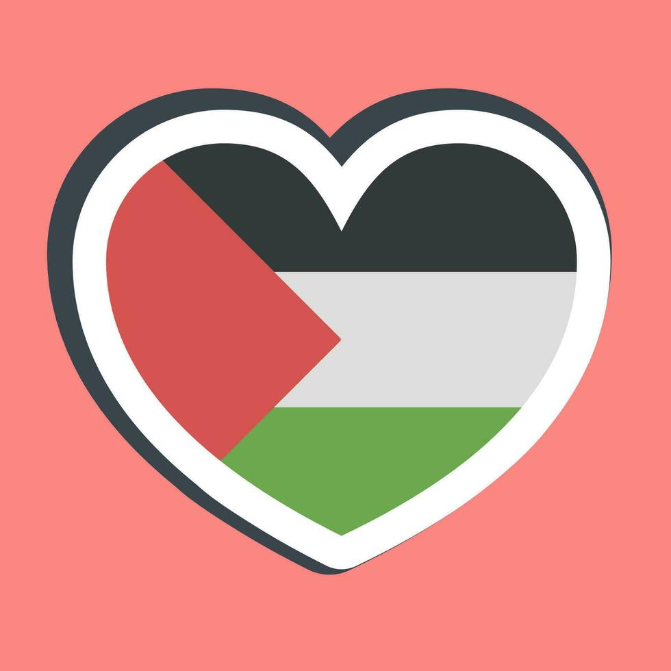 adesivo coração forma Palestina bandeira. Palestina elementos. Boa para impressões, cartazes, logotipo, infográficos, etc. vetor