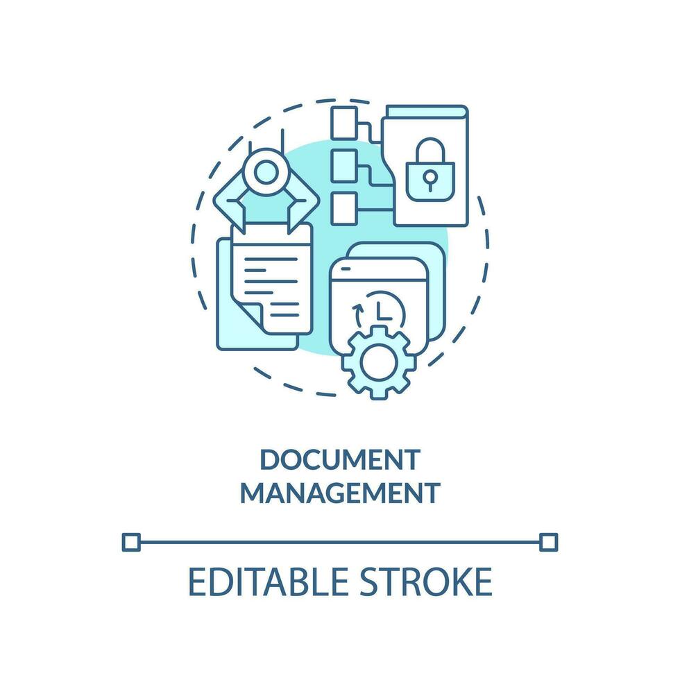 2d editável documento gestão fino linha azul ícone conceito, isolado vetor, monocromático ilustração representando conhecimento gerenciamento. vetor