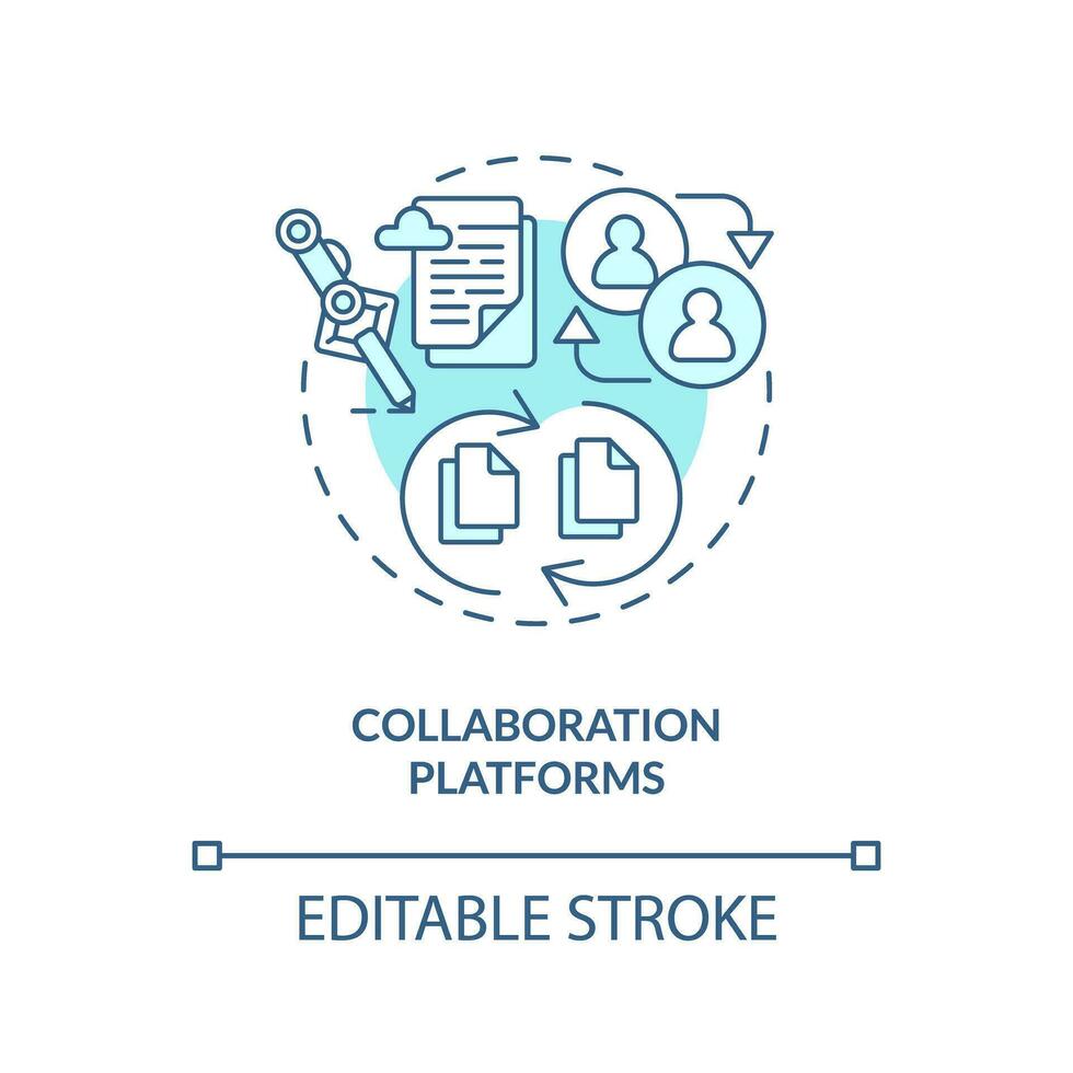 2d editável colaboração plataformas fino linha azul ícone conceito, isolado vetor, monocromático ilustração representando conhecimento gerenciamento. vetor