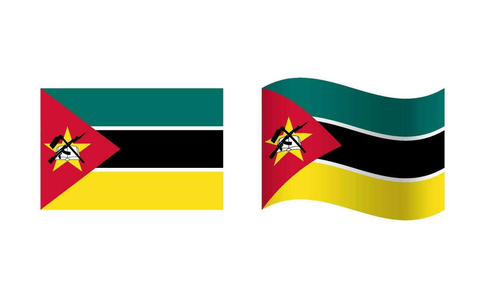 retângulo e onda Moçambique bandeira ilustração vetor