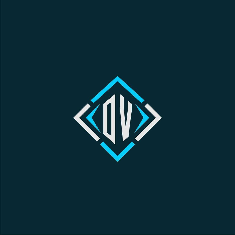 logotipo monograma inicial ov com design de estilo quadrado vetor