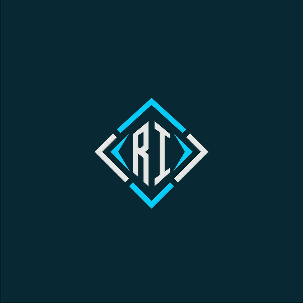 ri logo monograma inicial com design de estilo quadrado vetor