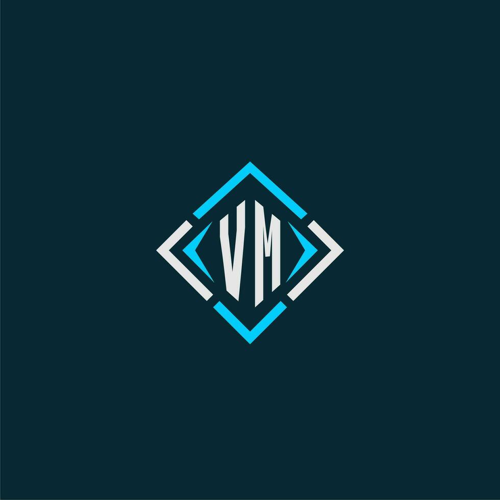 logotipo monograma inicial vm com design de estilo quadrado vetor