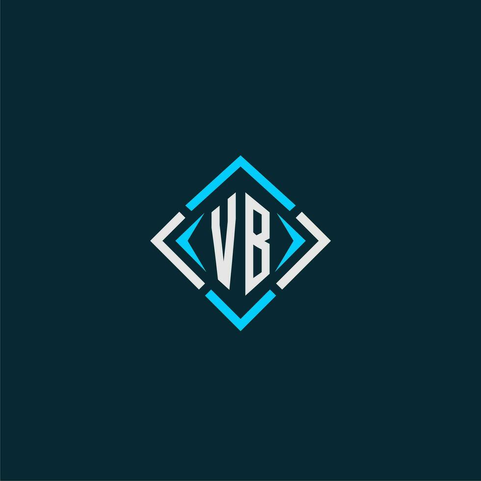 logotipo inicial do monograma vb com design de estilo quadrado vetor