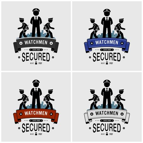 Design de logotipo de guardas de segurança. vetor