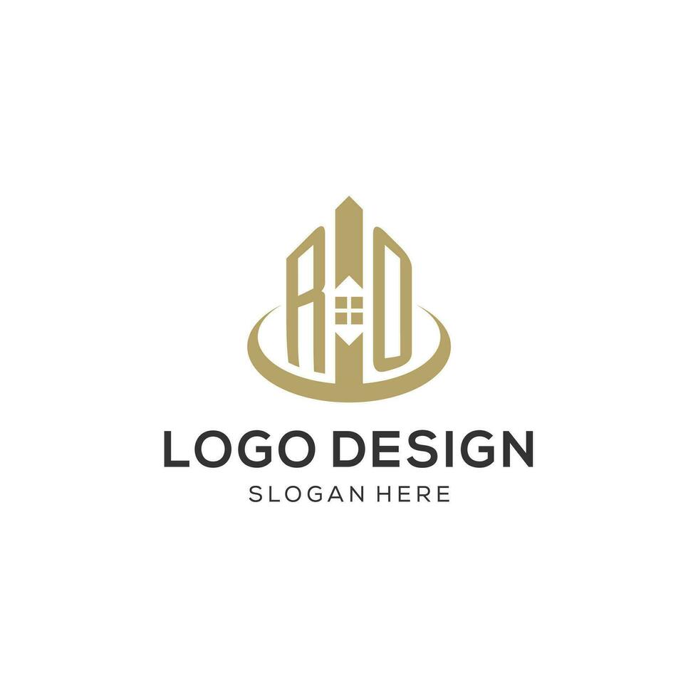 inicial ro logotipo com criativo casa ícone, moderno e profissional real Estado logotipo Projeto vetor
