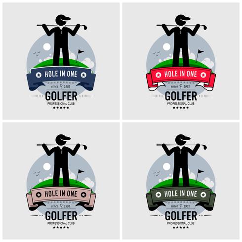 Design de logotipo do golfista. vetor