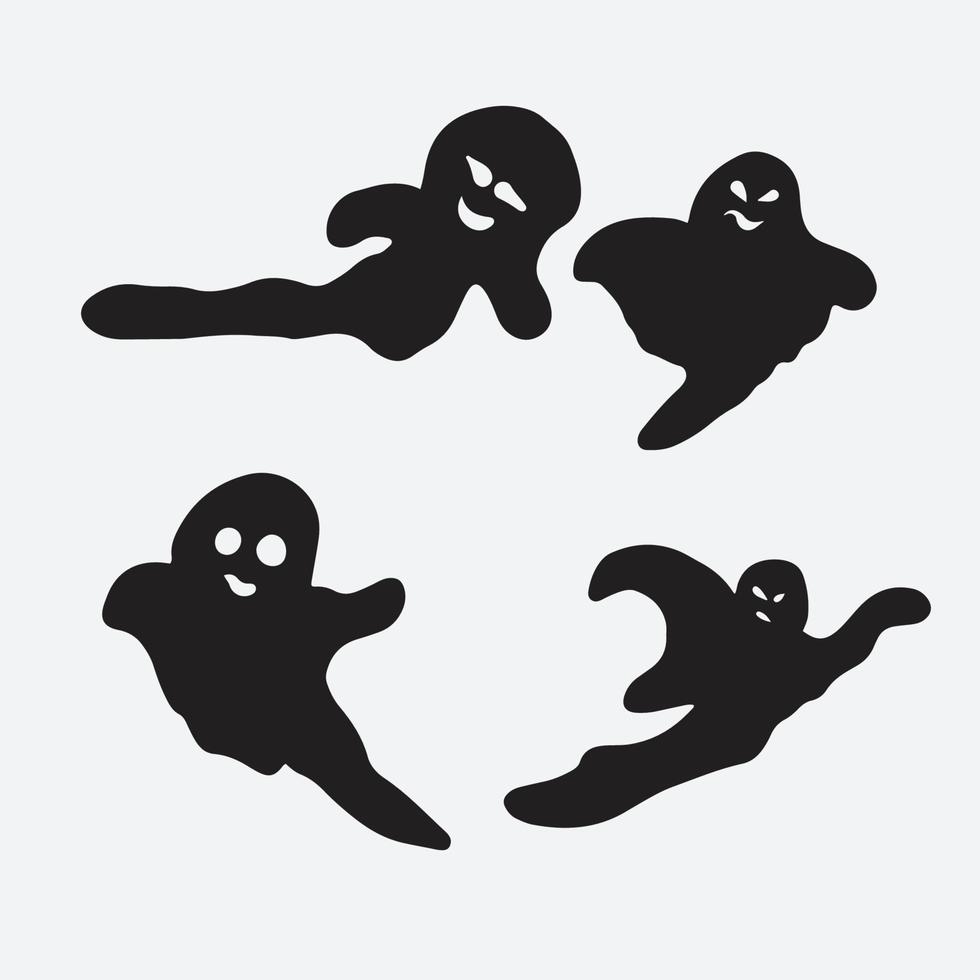 silhuetas de fantasmas de halloween vetor