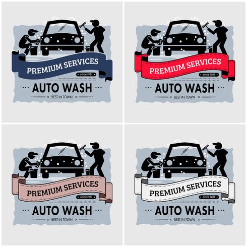 Design de logotipo de lavagem de carro. vetor