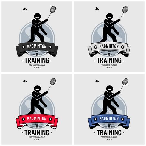 Design de logotipo de clube de badminton. vetor