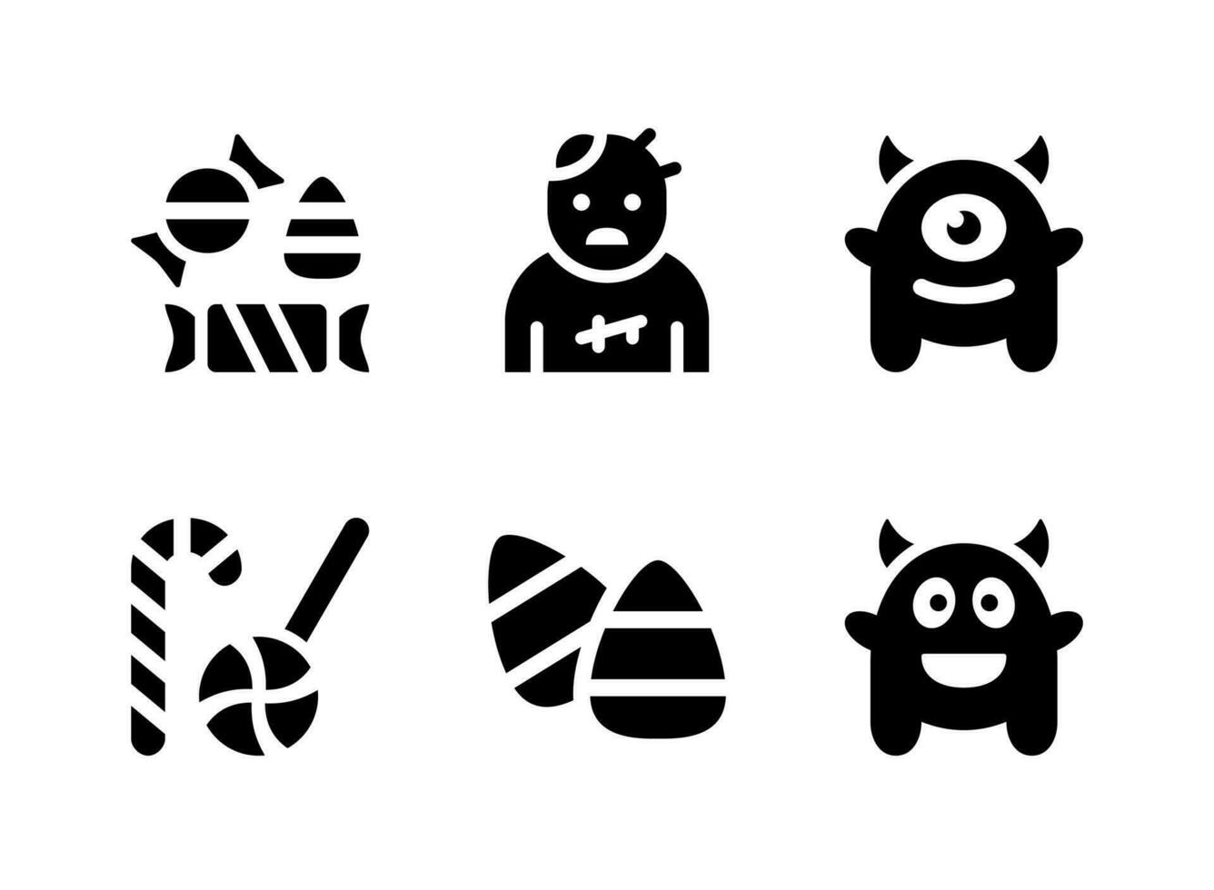 conjunto simples de ícones sólidos de vetor relacionados ao halloween
