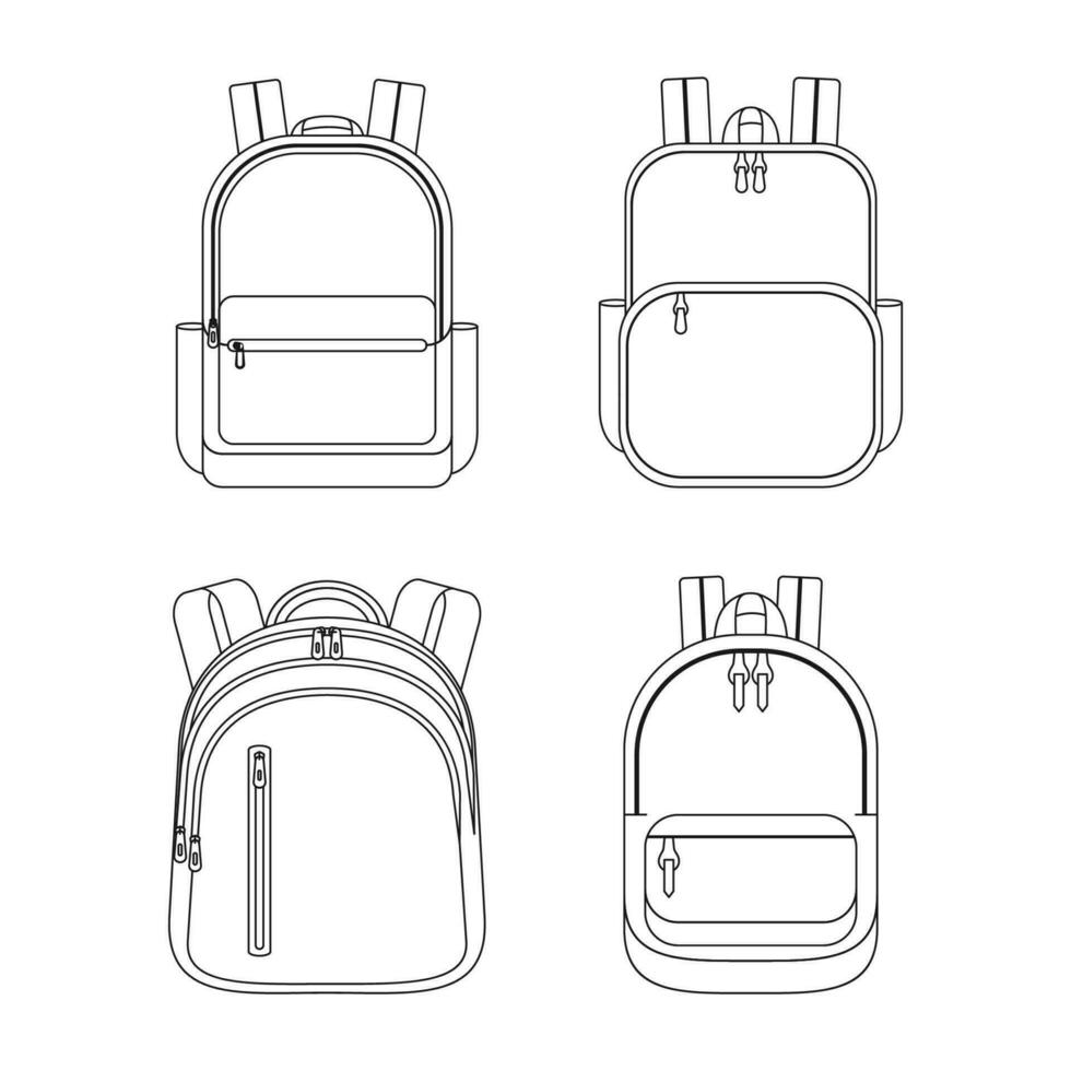 mochila esboço doodle. isolado mochila linha vetor ilustração