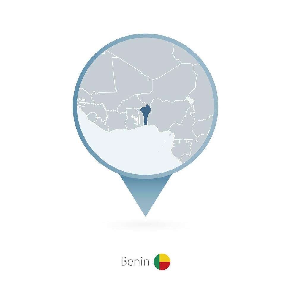 mapa PIN com detalhado mapa do benin e vizinho países. vetor