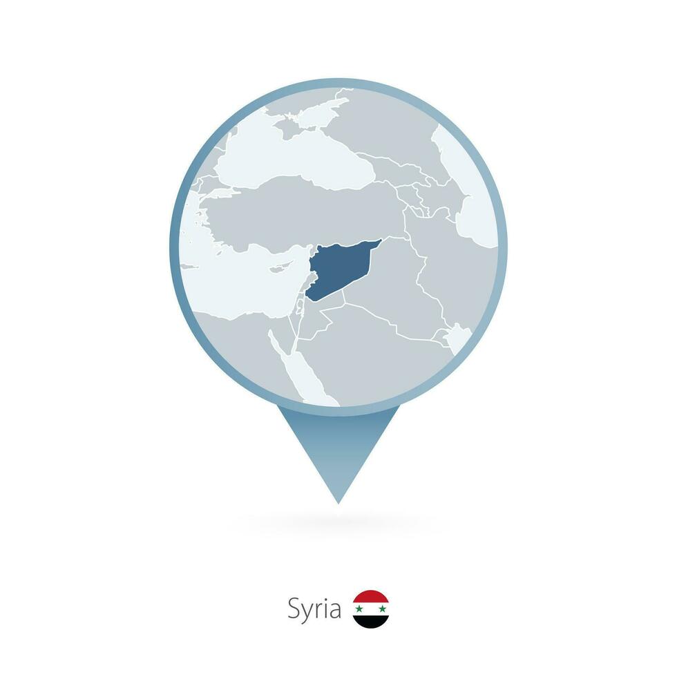 mapa PIN com detalhado mapa do Síria e vizinho países. vetor
