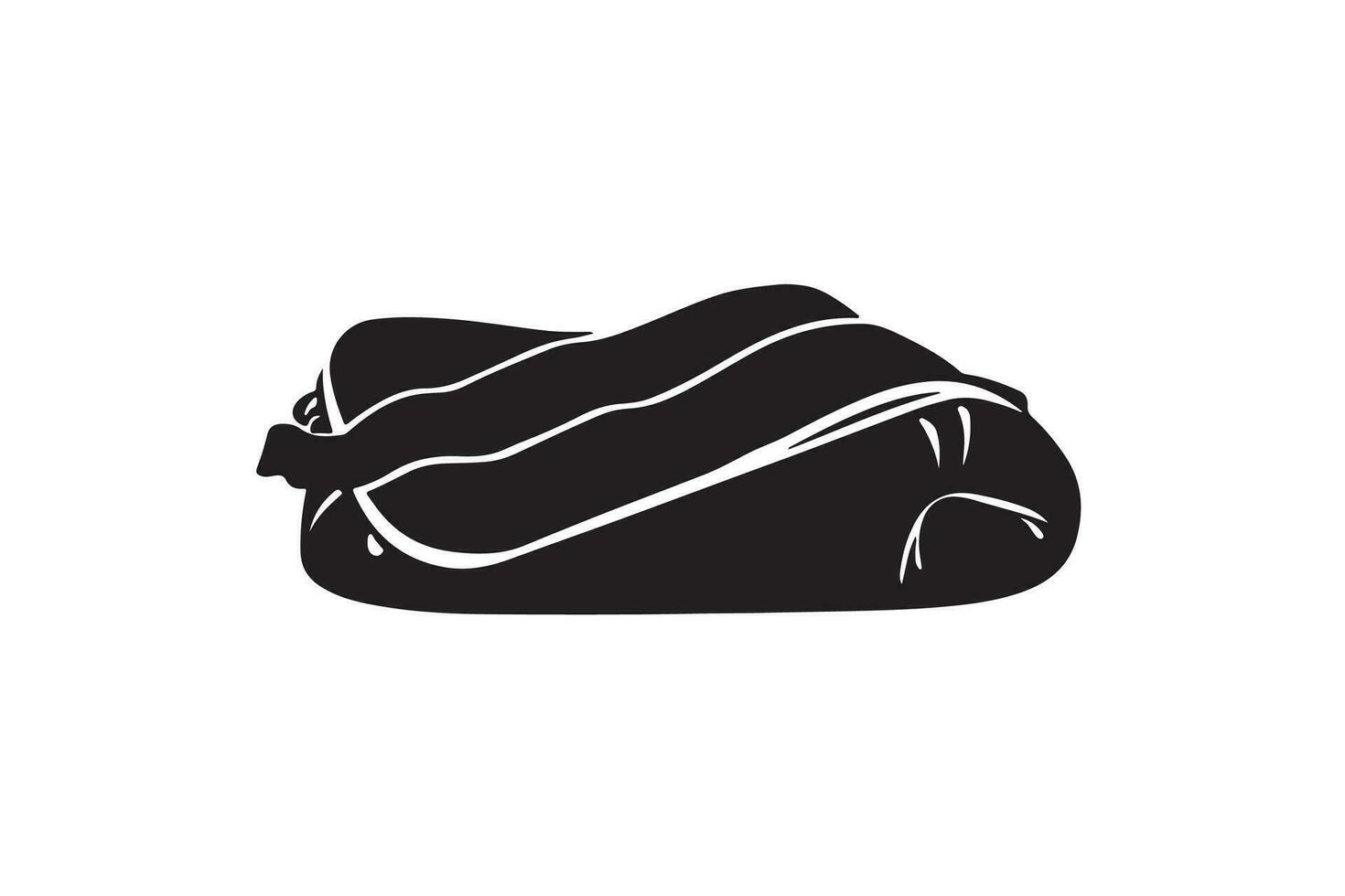 dormindo saco silhueta Preto cor dentro branco fundo vetor