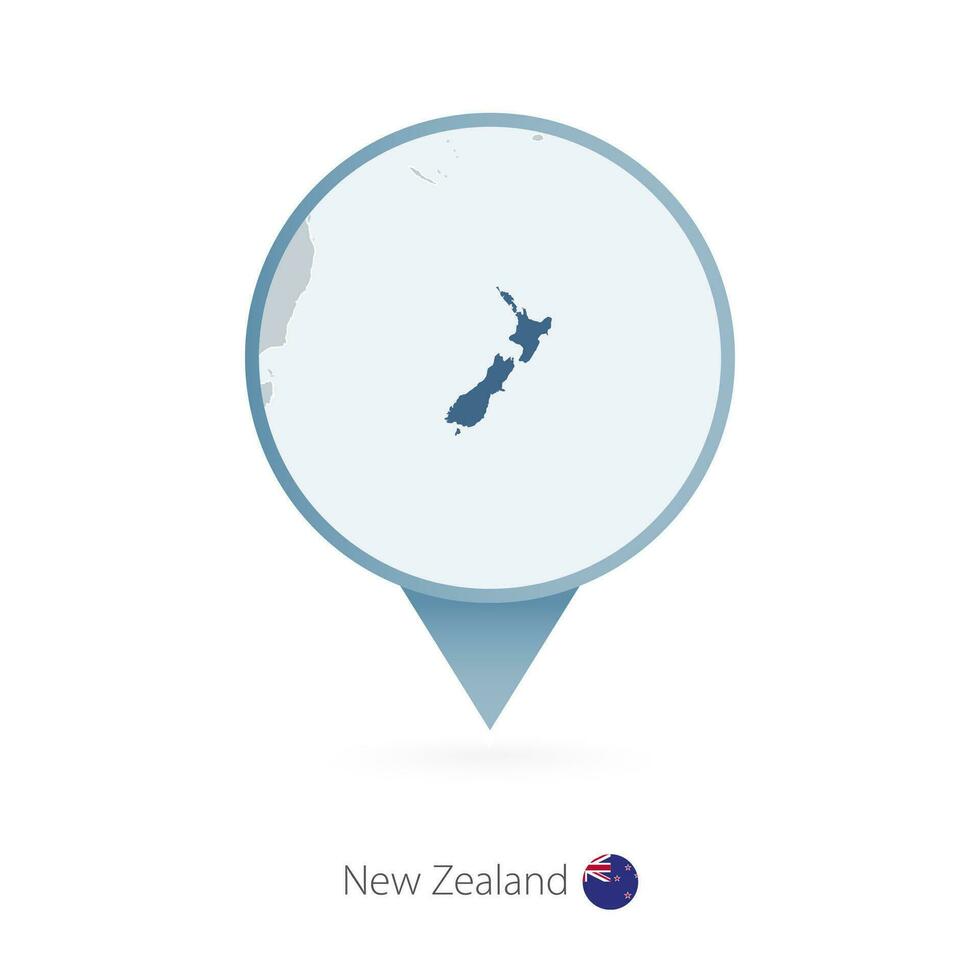 mapa PIN com detalhado mapa do Novo zelândia e vizinho países. vetor
