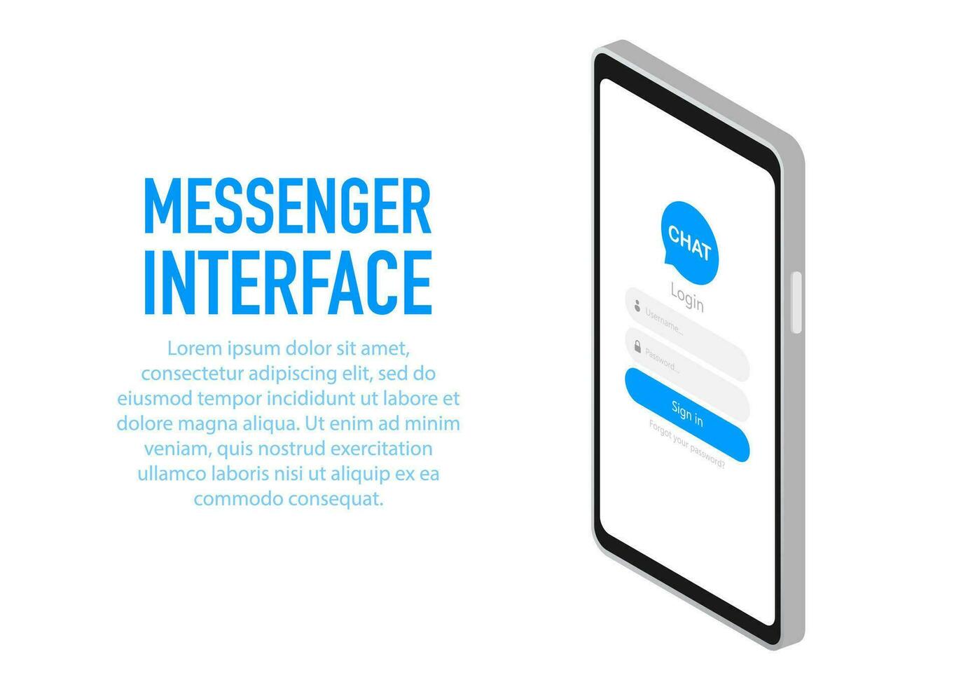 na moda mensageiro interface inscrição com diálogo janela. SMS mensageiro. vetor ilustração.
