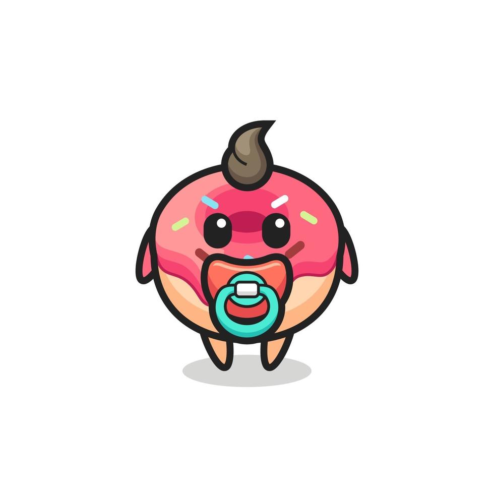 personagem de desenho animado de donut de bebê com chupeta vetor