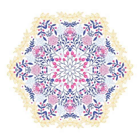 Mandala esotérico floral do vintage redondo do ornamento. vetor