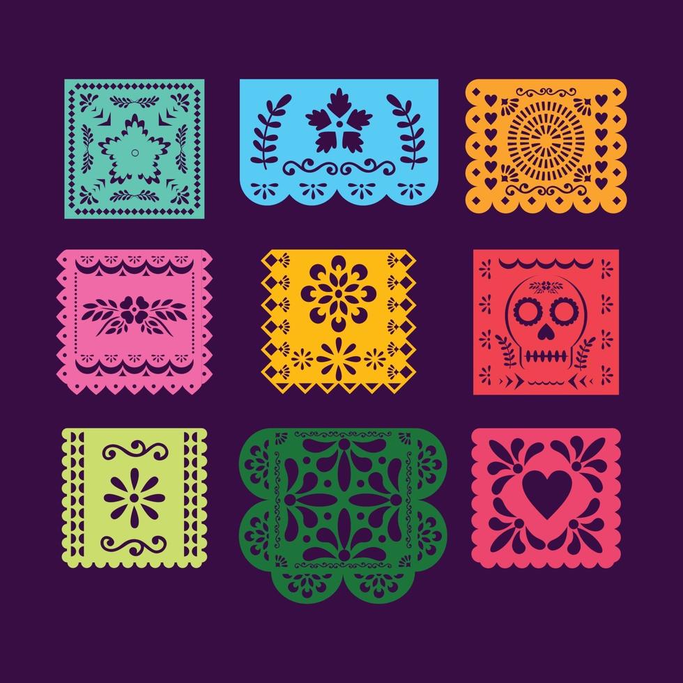 conjunto de papel picado vetor