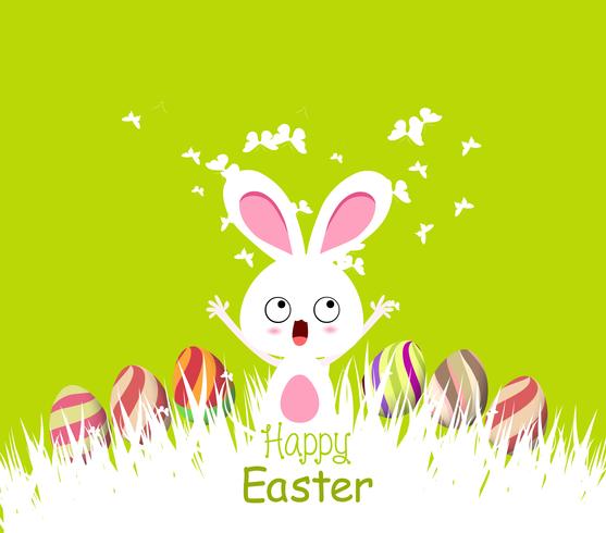 Ilustração de cartões de Páscoa feliz com coelhinho da Páscoa vetor