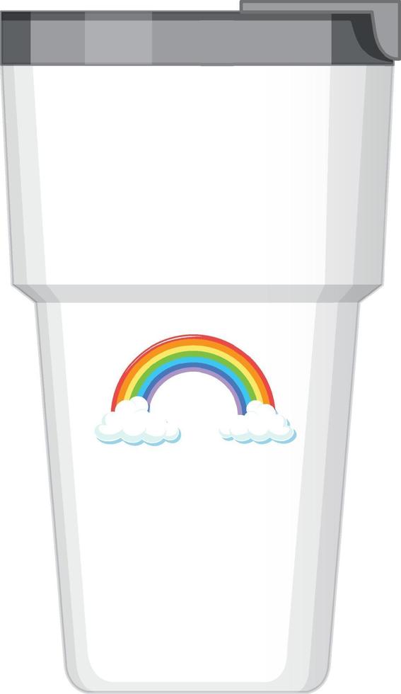 um frasco térmico branco com padrão de arco-íris vetor