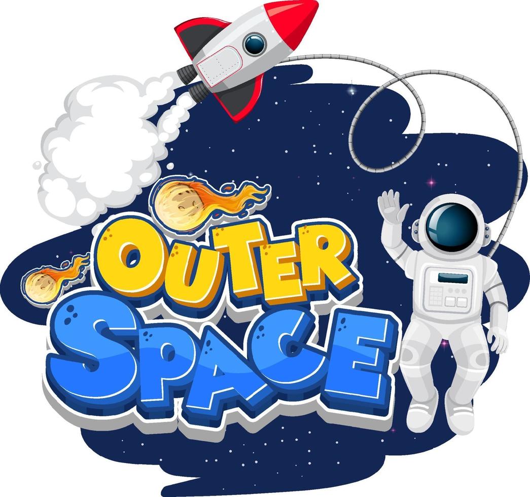logotipo do espaço sideral com astronauta e nave espacial vetor