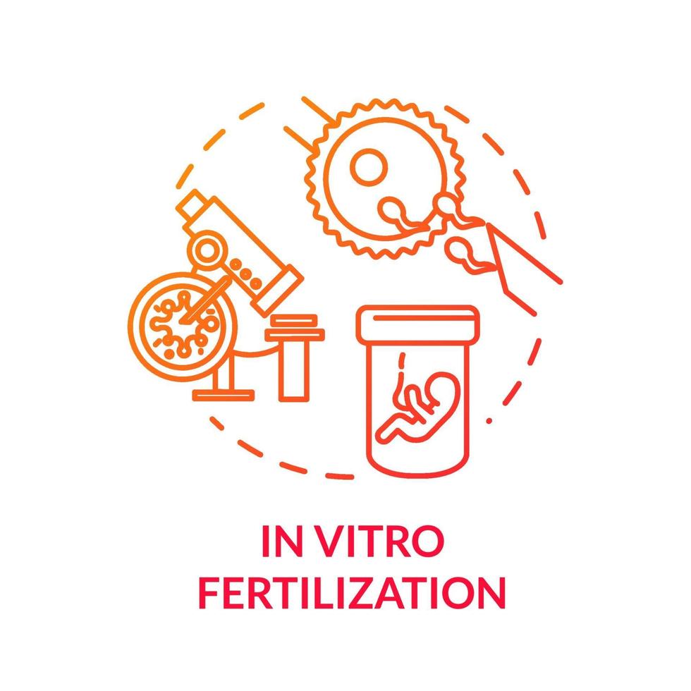 ícone do conceito vermelho de fertilização in vitro vetor