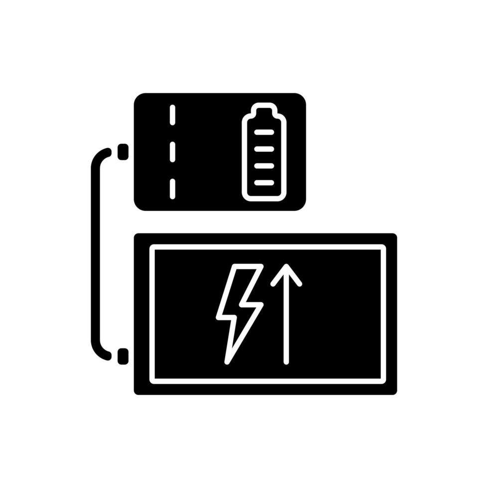 powerbank para tablet ícone de rótulo manual de glifo preto vetor