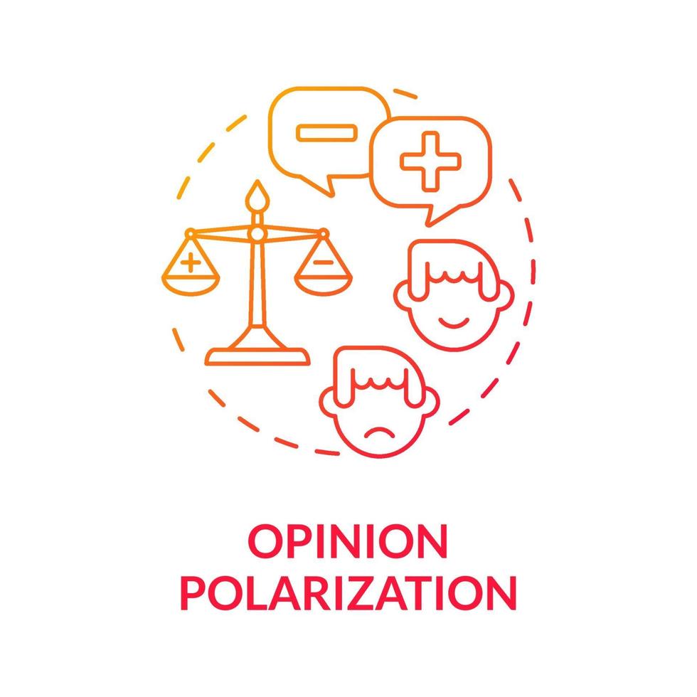 ícone de conceito de gradiente de polarização de opinião vetor